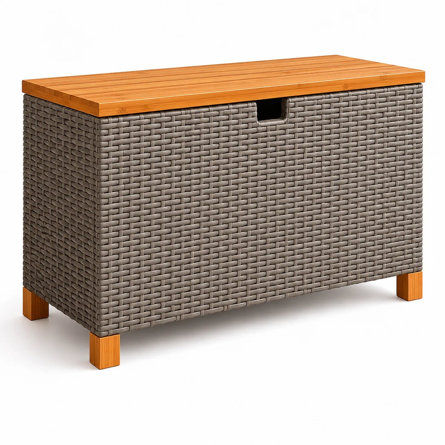 Scatola Contenitore in Polyrattan e Legno Marrone 100x50x60 cm