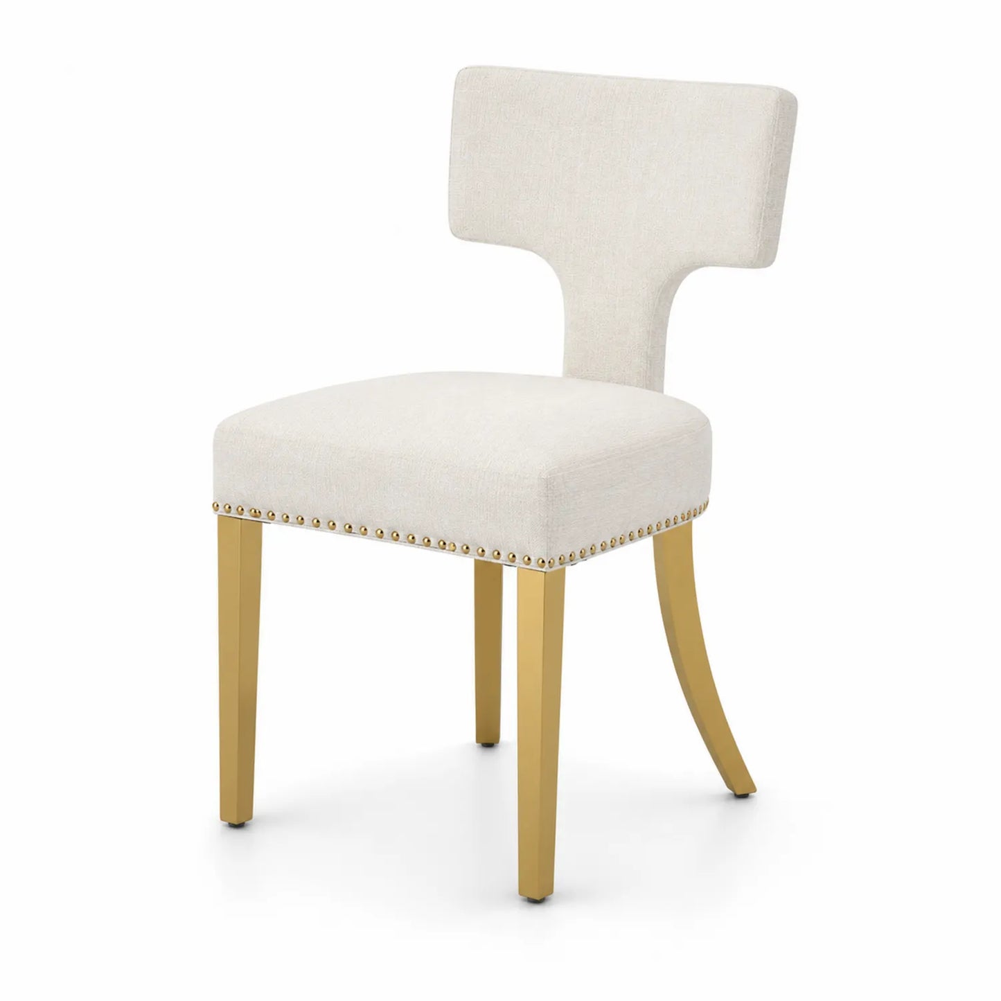 Sedia in tessuto poliestere beige con gambe in metallo