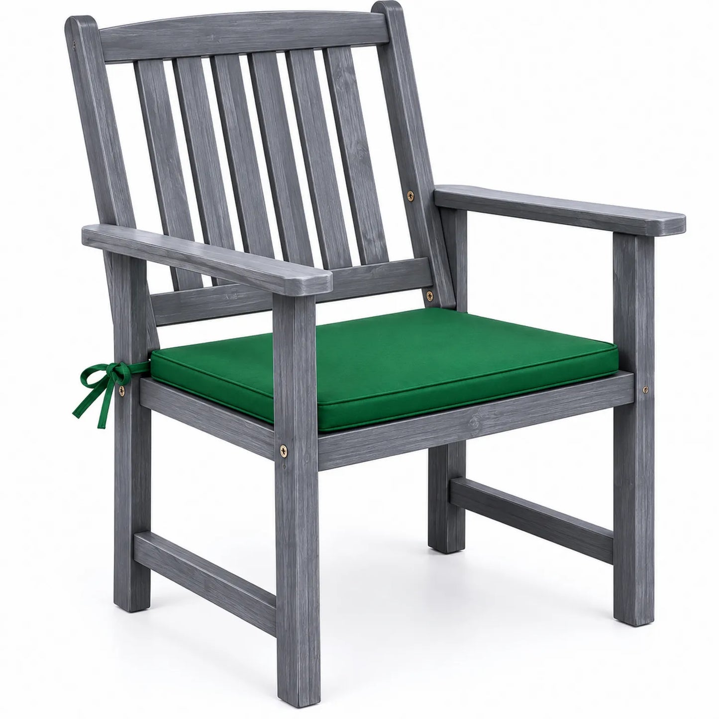 Sedia in Legno di Acacia con Cuscino Verde per Esterni