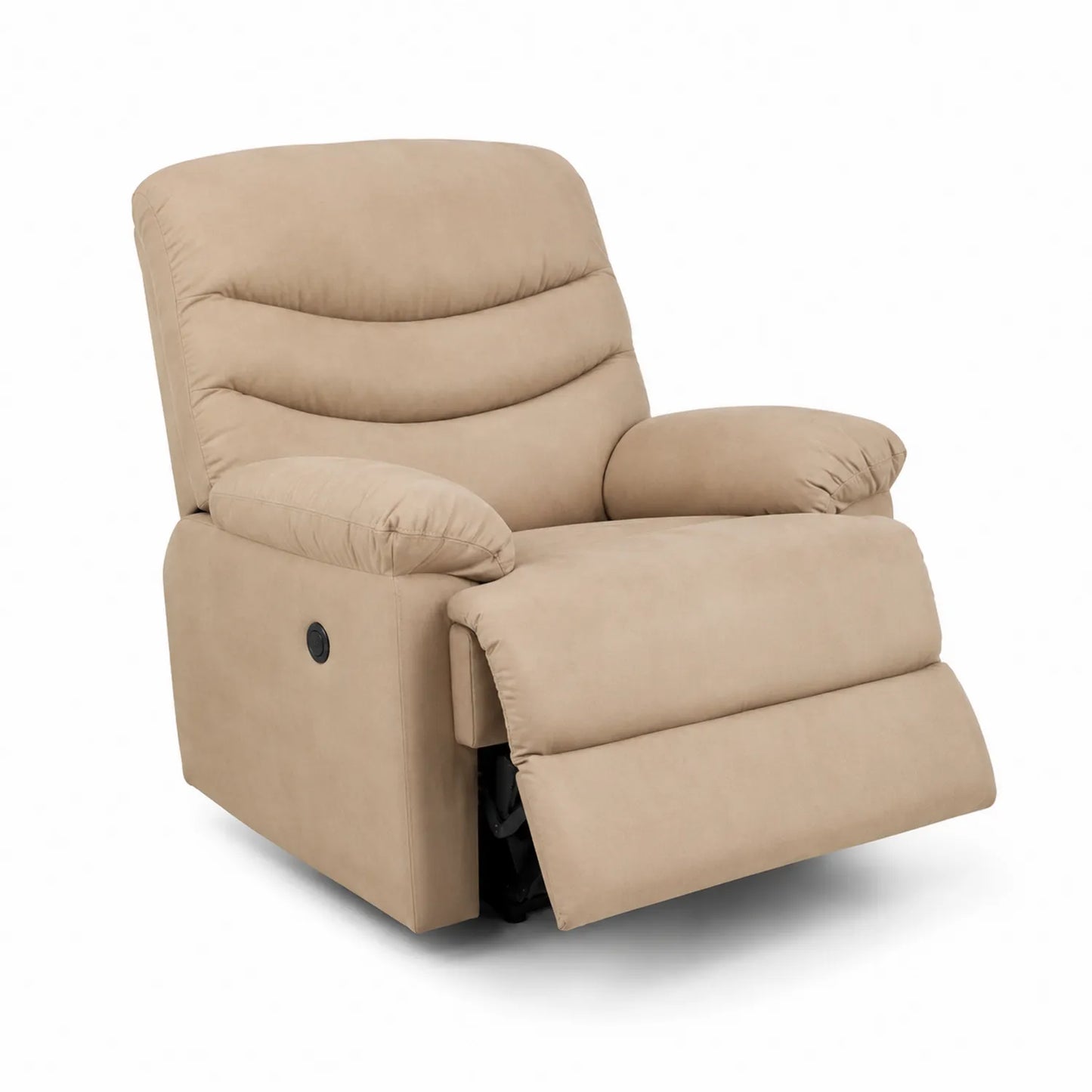 Poltrona reclinabile in microfibra beige con poggiapiedi regolabile