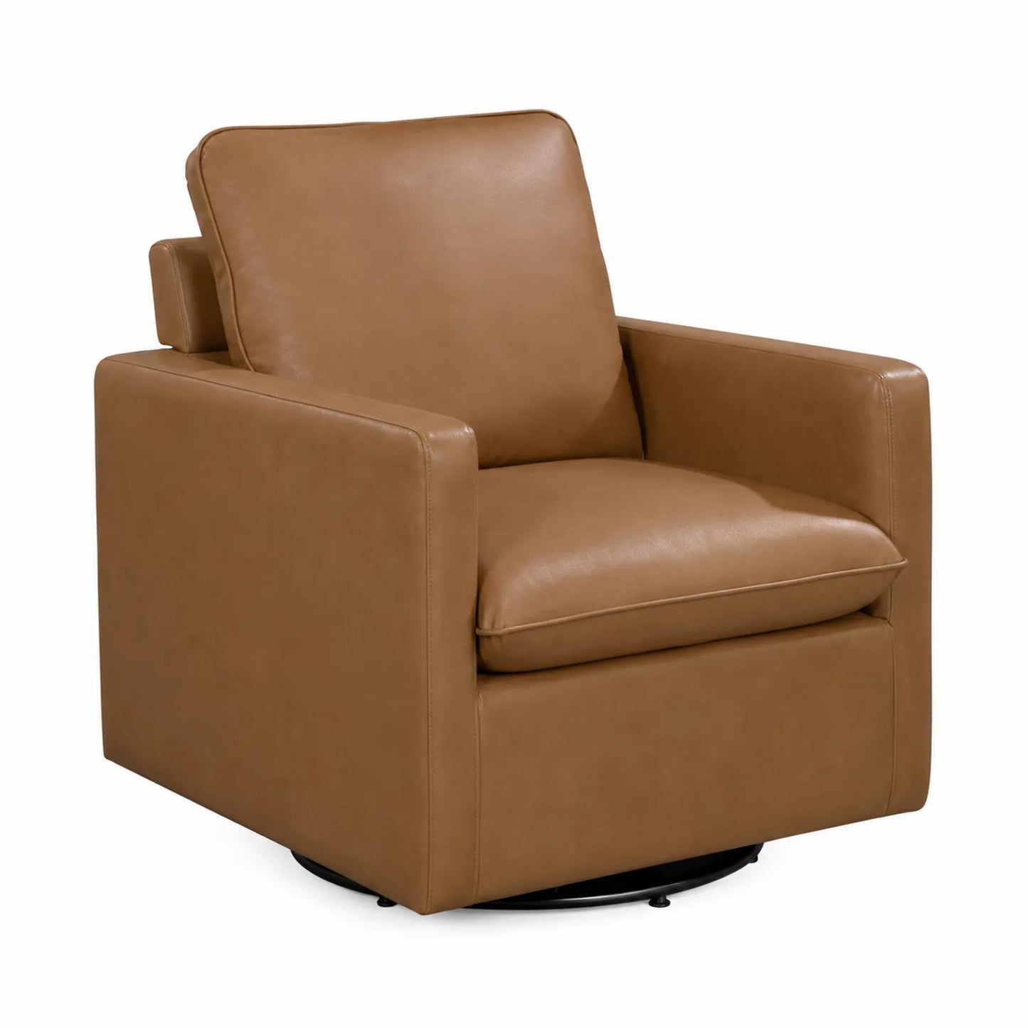 Poltrona girevole in pelle sintetica marrone