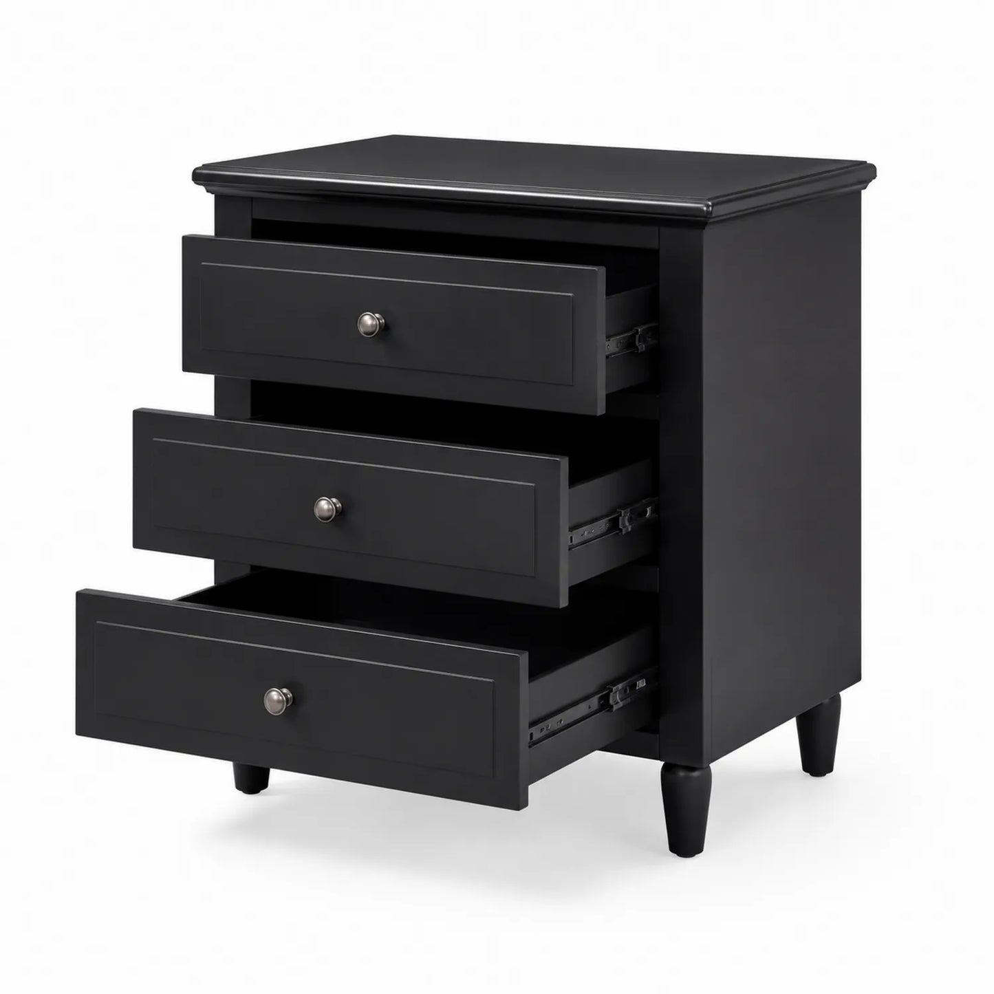 Cassettiera in legno nero con 3 cassetti