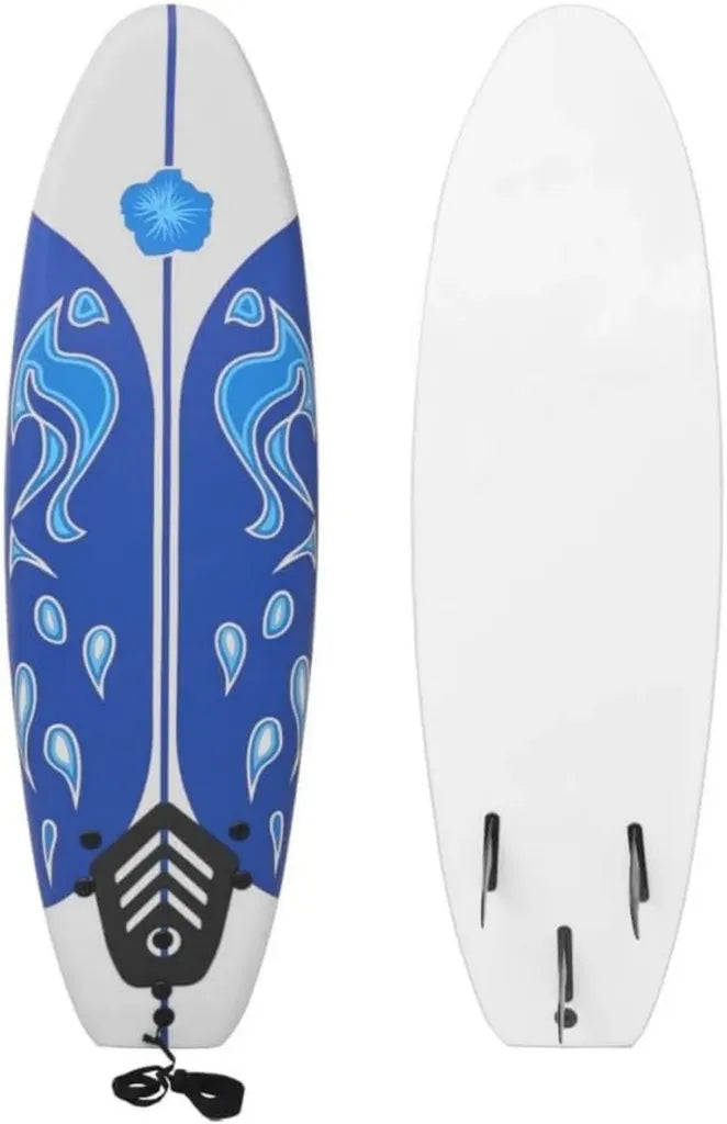 Tavola da Surf Blu con Doppie Pinne, Sicurezza e Resistenza