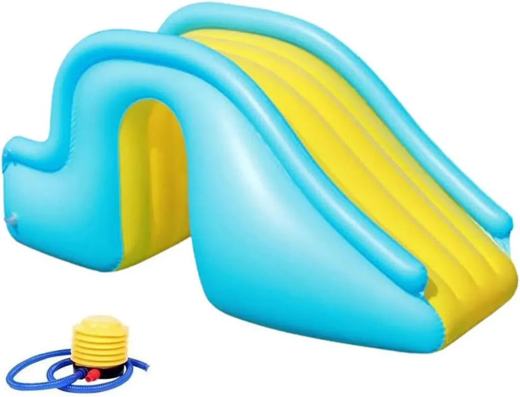 Scivolo d'Acqua Gonfiabile con Gonfiatore, Gioco Piscina per Esterni (Azzurro)