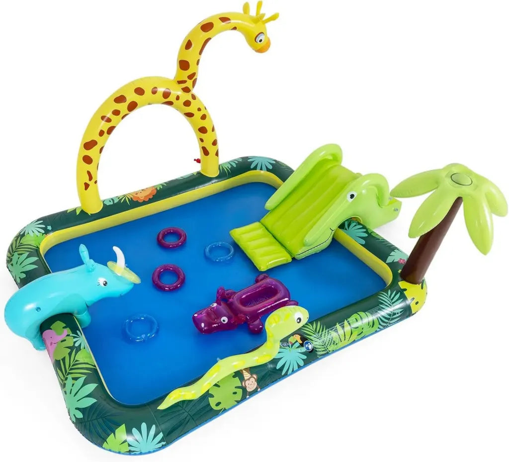 Gioco d'Acqua Gonfiabile con Tema Giungla per Bambini, 208x178x138 cm