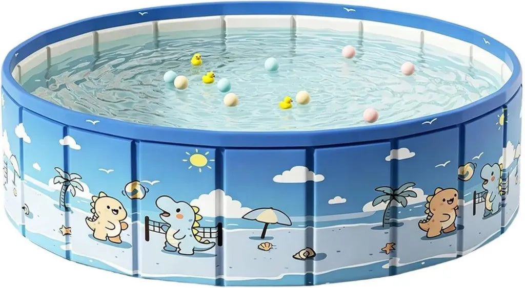 Piscina Pieghevole per Bambini con Giochi d'Acqua e Scarico