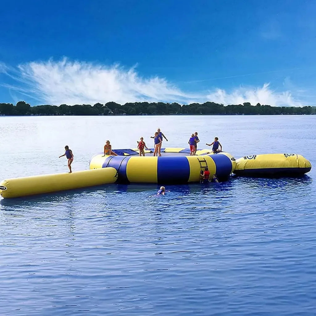 Parco Acquatico Gonfiabile con Scivoli e Trampolino per Divertimento