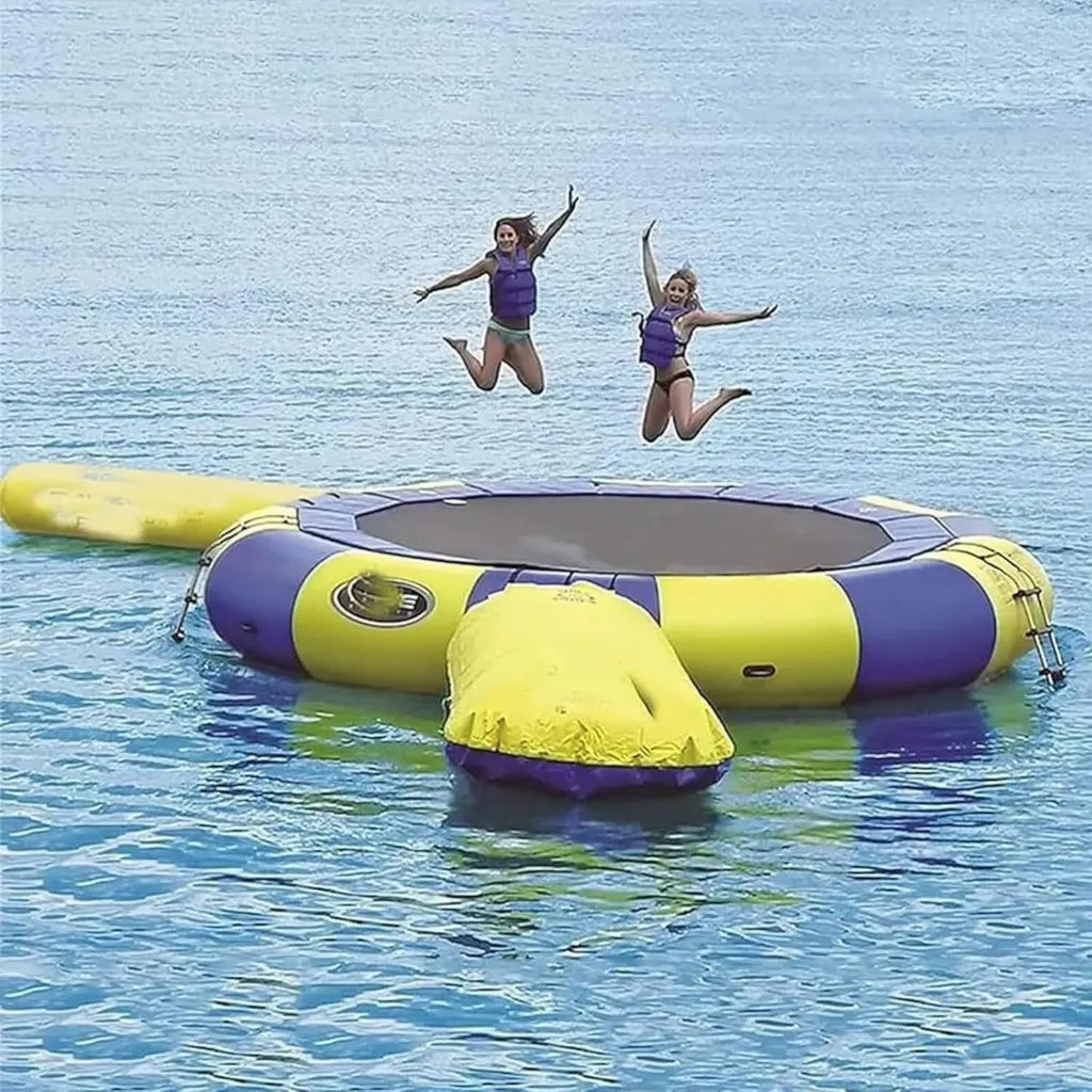 Trampolino Acquatico Gonfiabile per Bambini e Adulti con Scivolo, Piattaforma Galleggiante Divertimento e Sicurezza 10ft