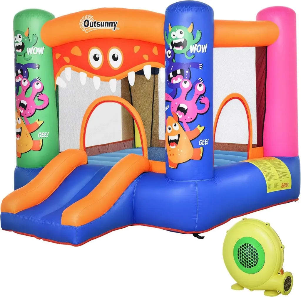 Castello Gonfiabile per Bambini con Scivolo e Canestro, 250x180x175 cm