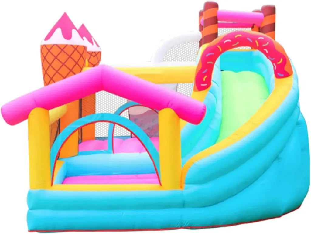 Castello Gonfiabile per Bambini con Scivolo d'Acqua, Materiale Resistente e Montaggio Rapido