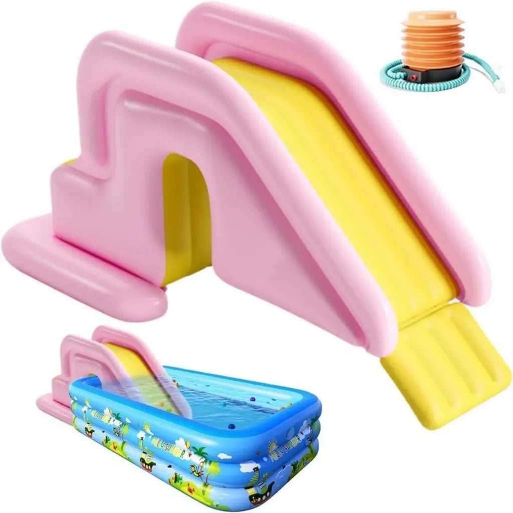 Scivolo Gonfiabile Sicuro con Pompa a Pedale - Colore Rosa