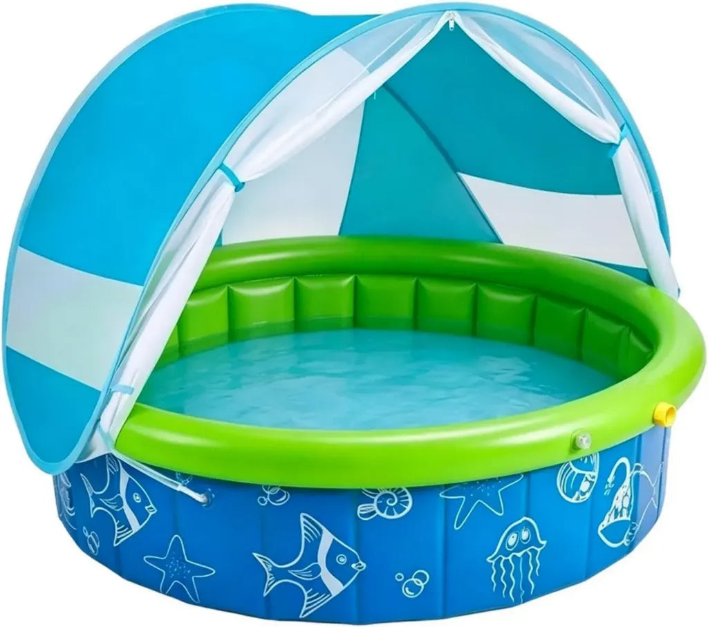 Piscina per Bambini con Baldacchino Solare, Divertimento Estivo in Giardino