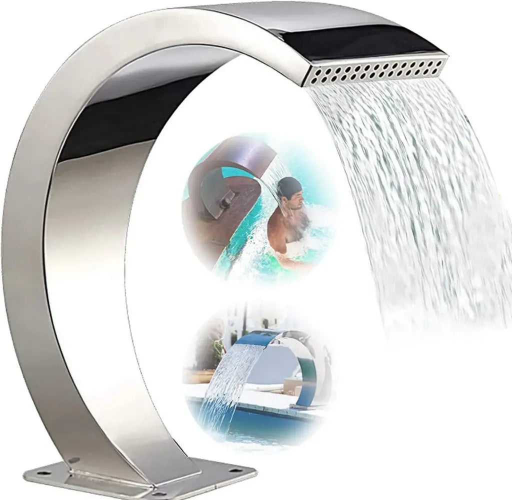 Fontana a Cascata in Acciaio Inox per Esterni: Giardino, Parco Acquatico, Laghetto e Piscina Termale