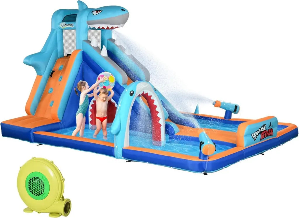 Castello Gonfiabile 6 in 1 per Bambini 3-8 Anni con Scivolo e Piscina