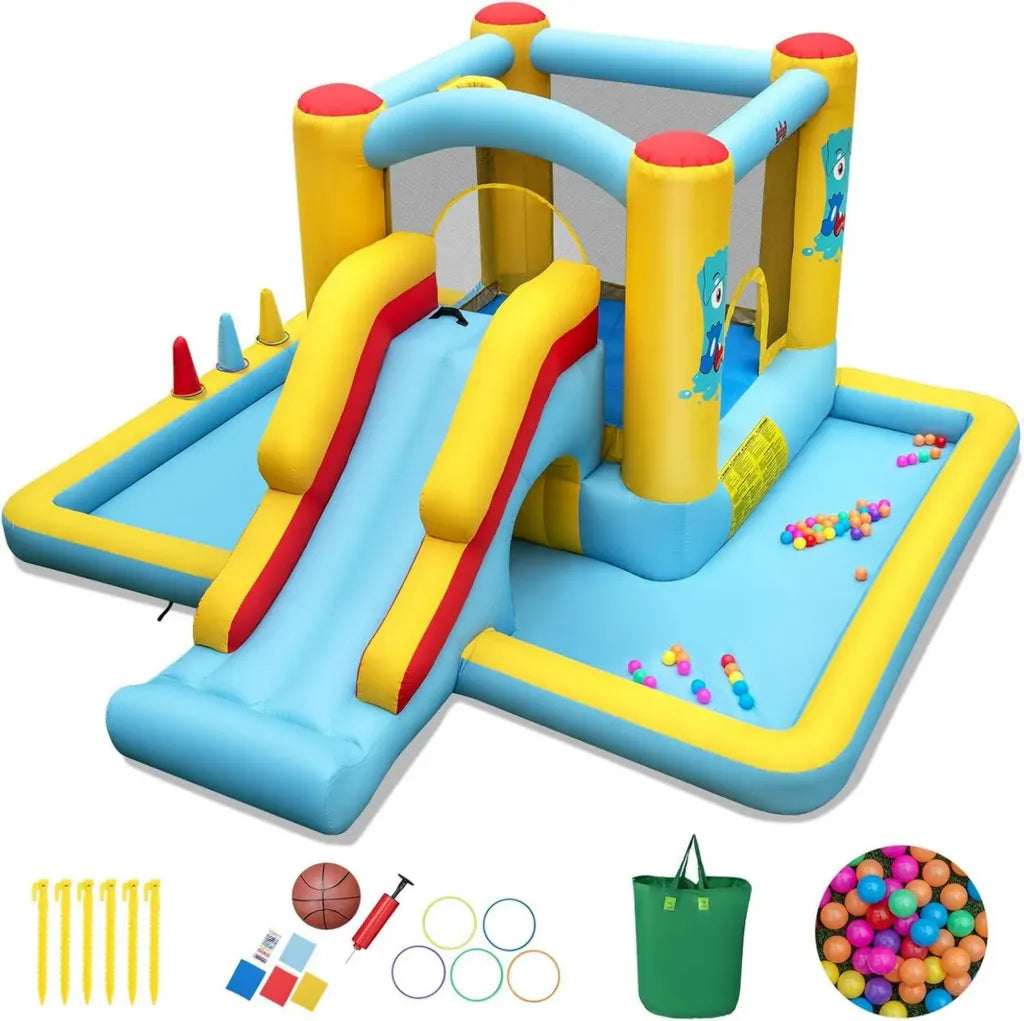 Playground Gonfiabile 7 in 1 per Bambini con Scivolo e Palline