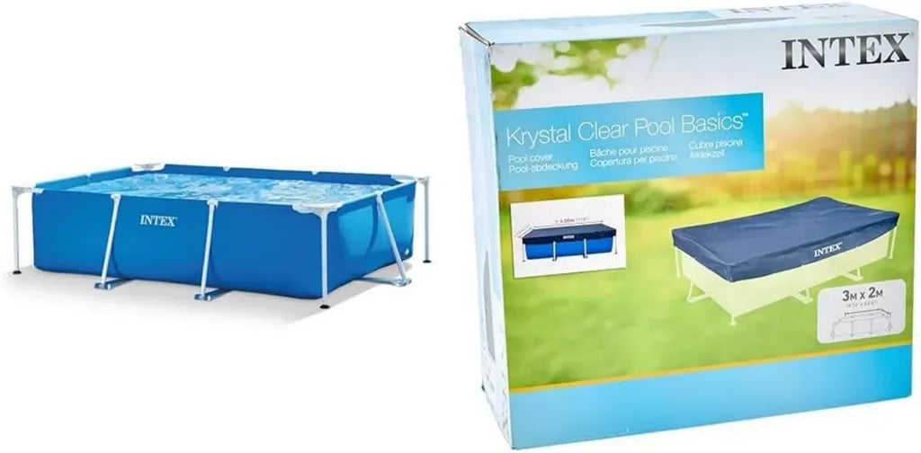 Set Piscina Rettangolare Intex con Copertura, 220x150x60 cm