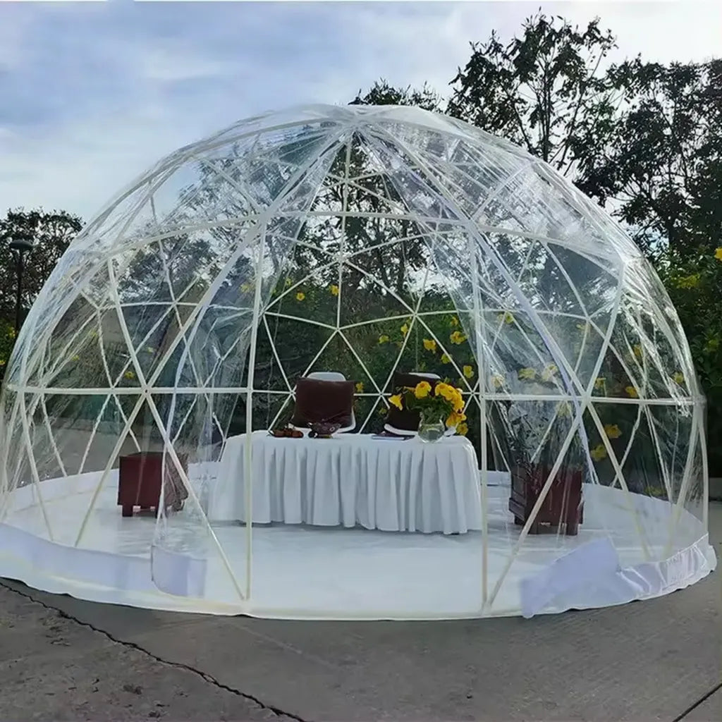 Cupola da Giardino Trasparente per 8-10 Persone, Gazebo Igloo per Esterno