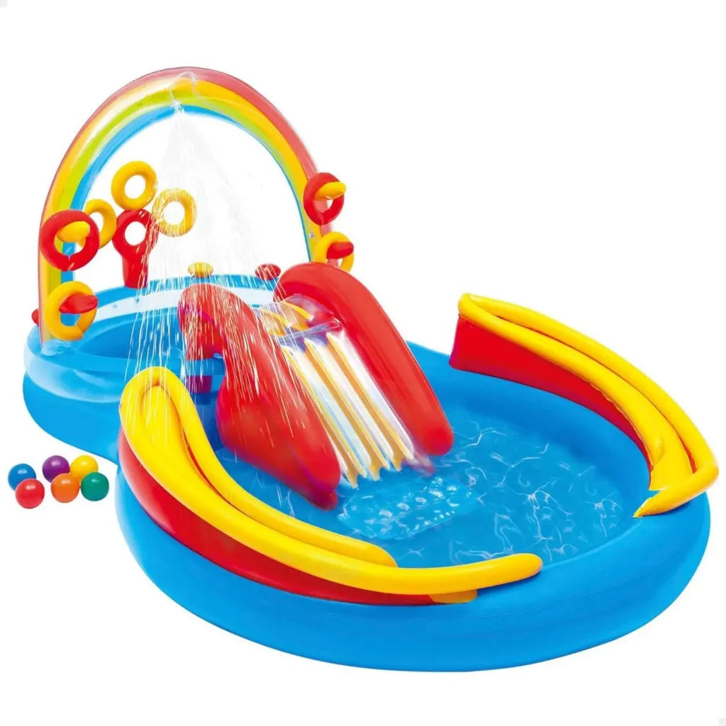 Centro Acquatico Gonfiabile per Bambini con Scivolo e Giochi, 297x193x135 cm