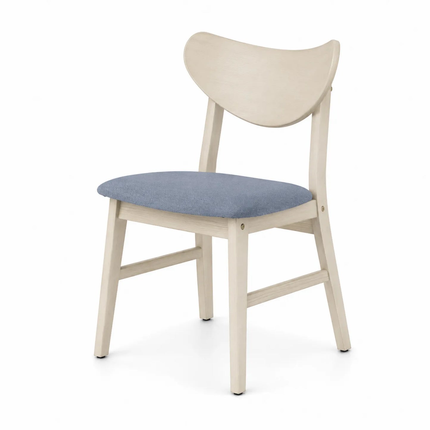 Sedia in legno con seduta in tessuto blu