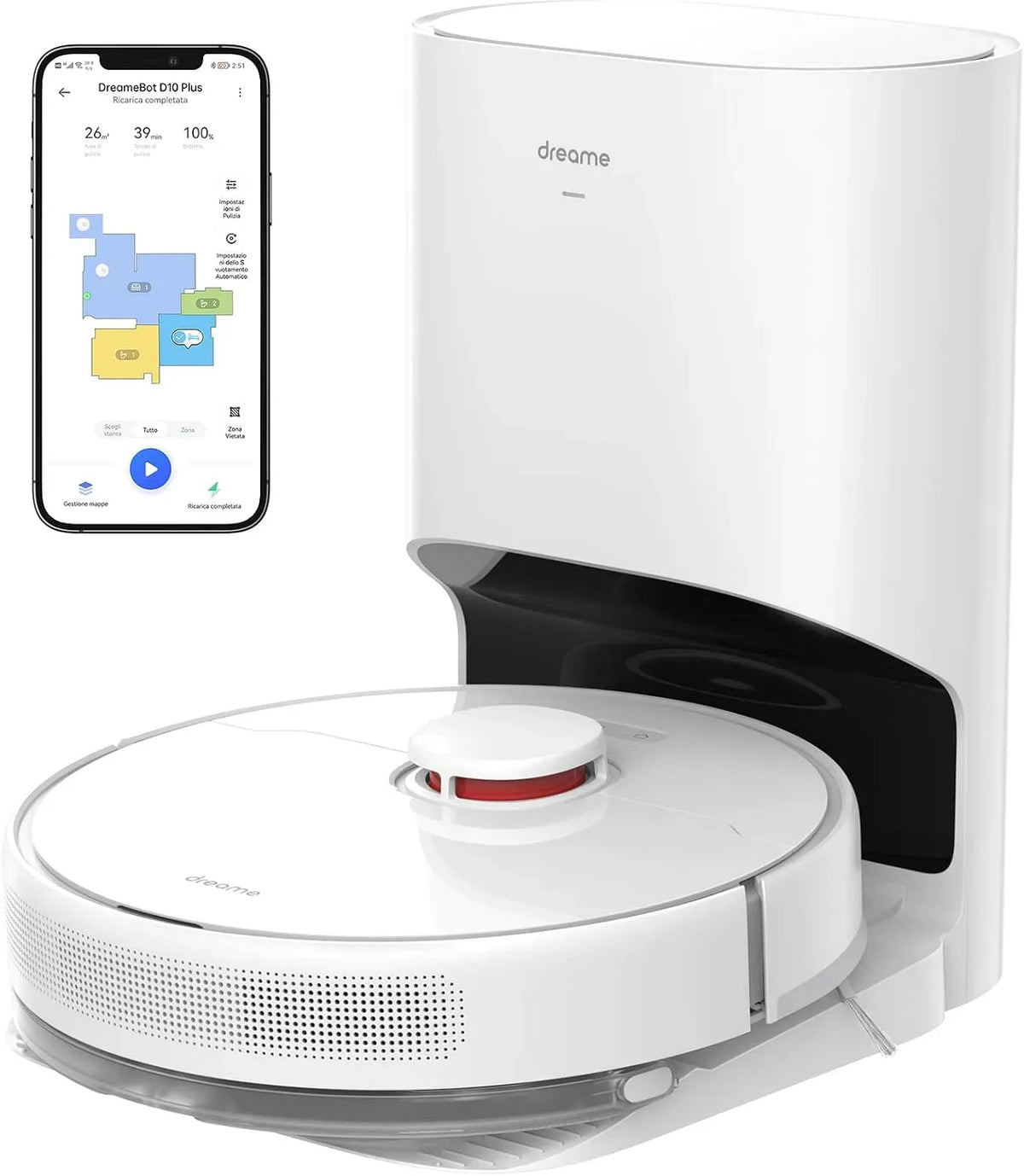 D10 Robot, DREAME, Automático, Plus Robot Aspirador + Estación de Vaciado Automático