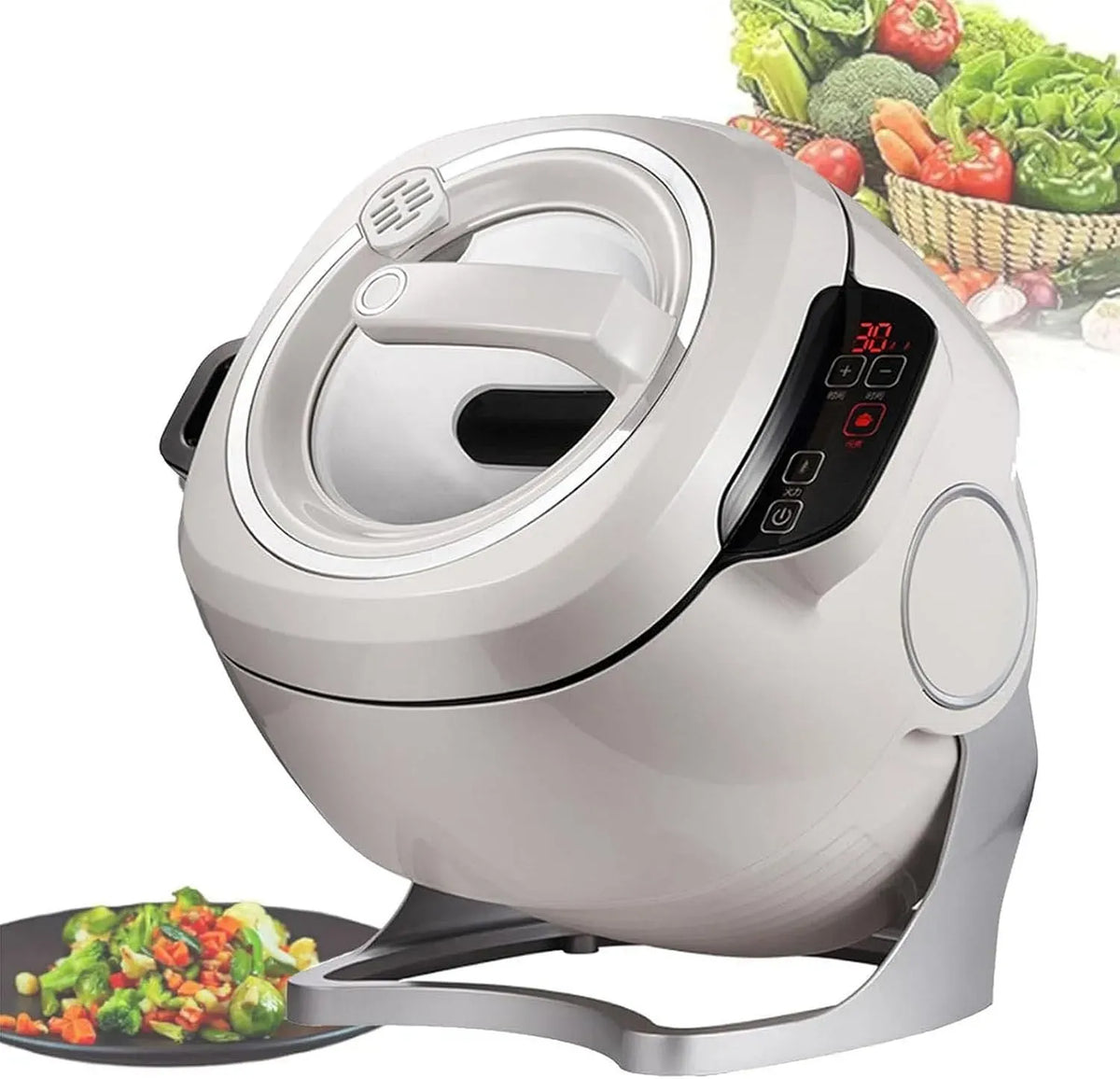 Robot da cucina, 2000 W, rotazione a 360°, macchina da cucina, wok automatico