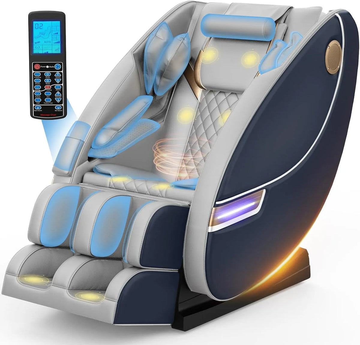 Poltrona relax con massaggio, Bluetooth, 14 punti massaggianti e 8 airbag, riscaldamento lombare e per le gambe, altoparlante Bluetooth