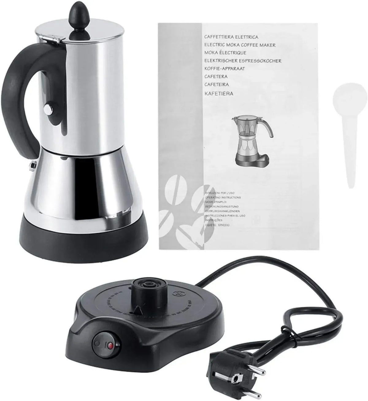 UE 220V 200/300ml Caffettiera Moka 200/300ml Caffettiera elettrica in acciaio inox Espresso Caffettiera Moka Caffettiera elettrica Spina UE 220V