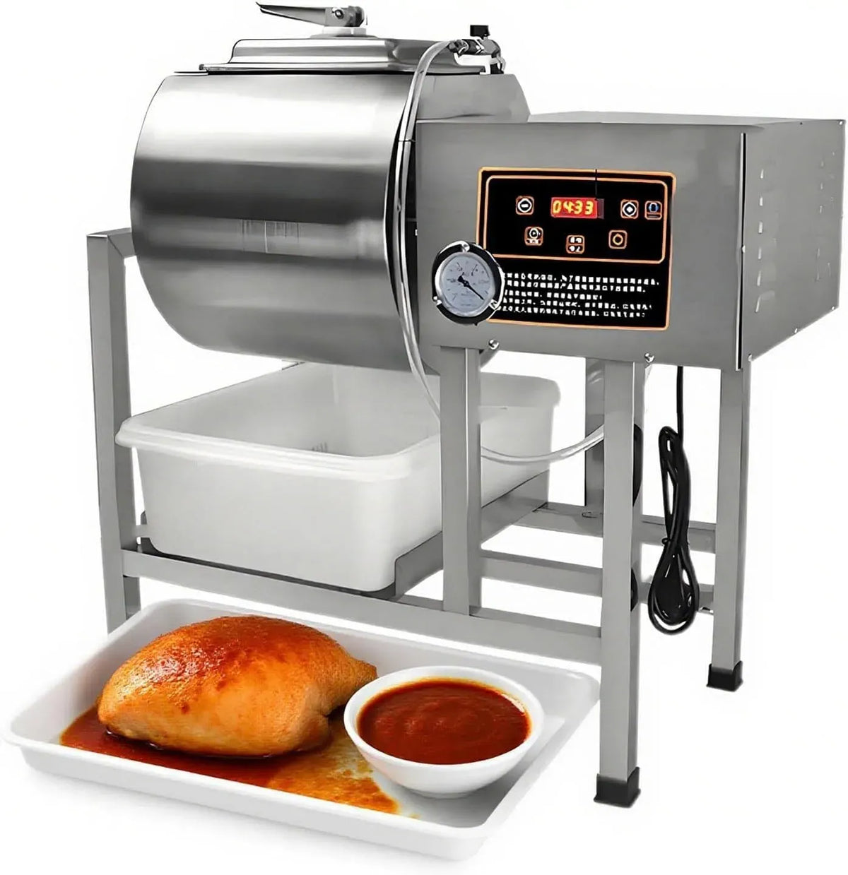Ideale per Carne, Marinatore sottovuoto dotato di Rotazione bidirezionale e Controllo a 3 velocità, in Acciaio Inossidabile per Alimenti, Verdure e
