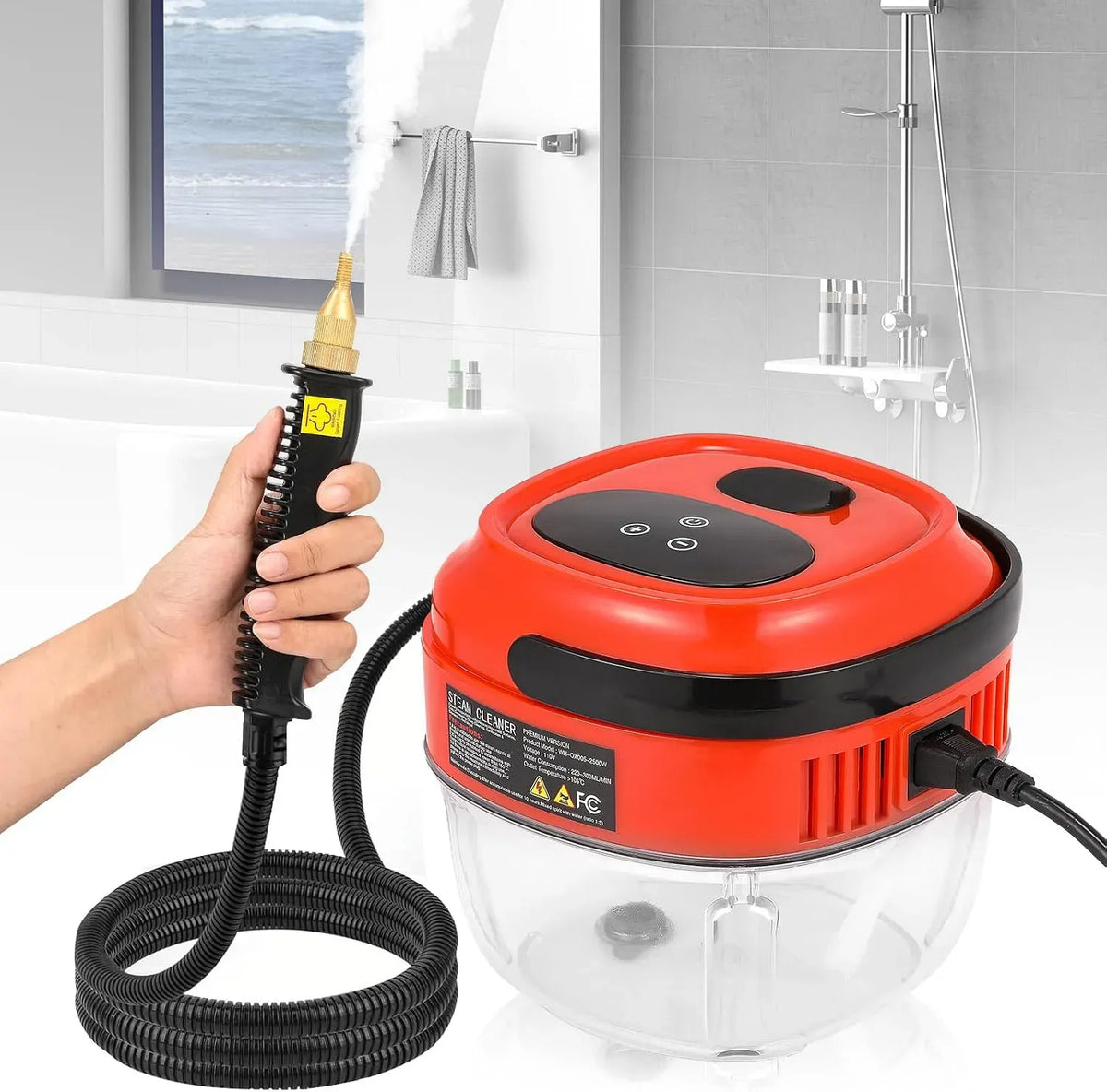 Pulitore a vapore, 2500 W, portatile, macchina per pulizia a vapore, Moongiantgo Pulitore a Vapore ad alta temperatura&Pressione Portatile 2500W