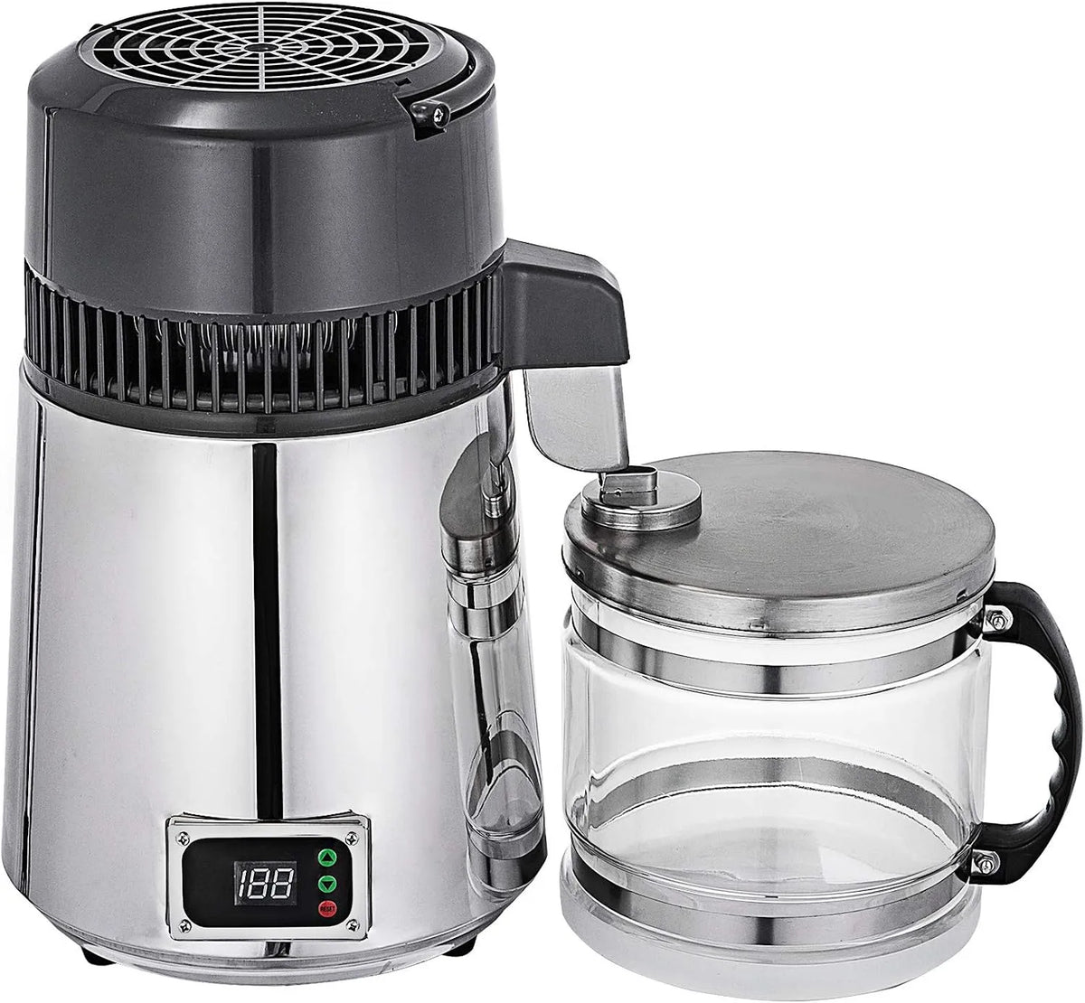 VEVOR Argento+Controllo della Temperatura, Distillatore DAcqua Purificatore Acqua 4L Acqua Distillazione 750W Depuratore Filtri Distiller Acqua Pura