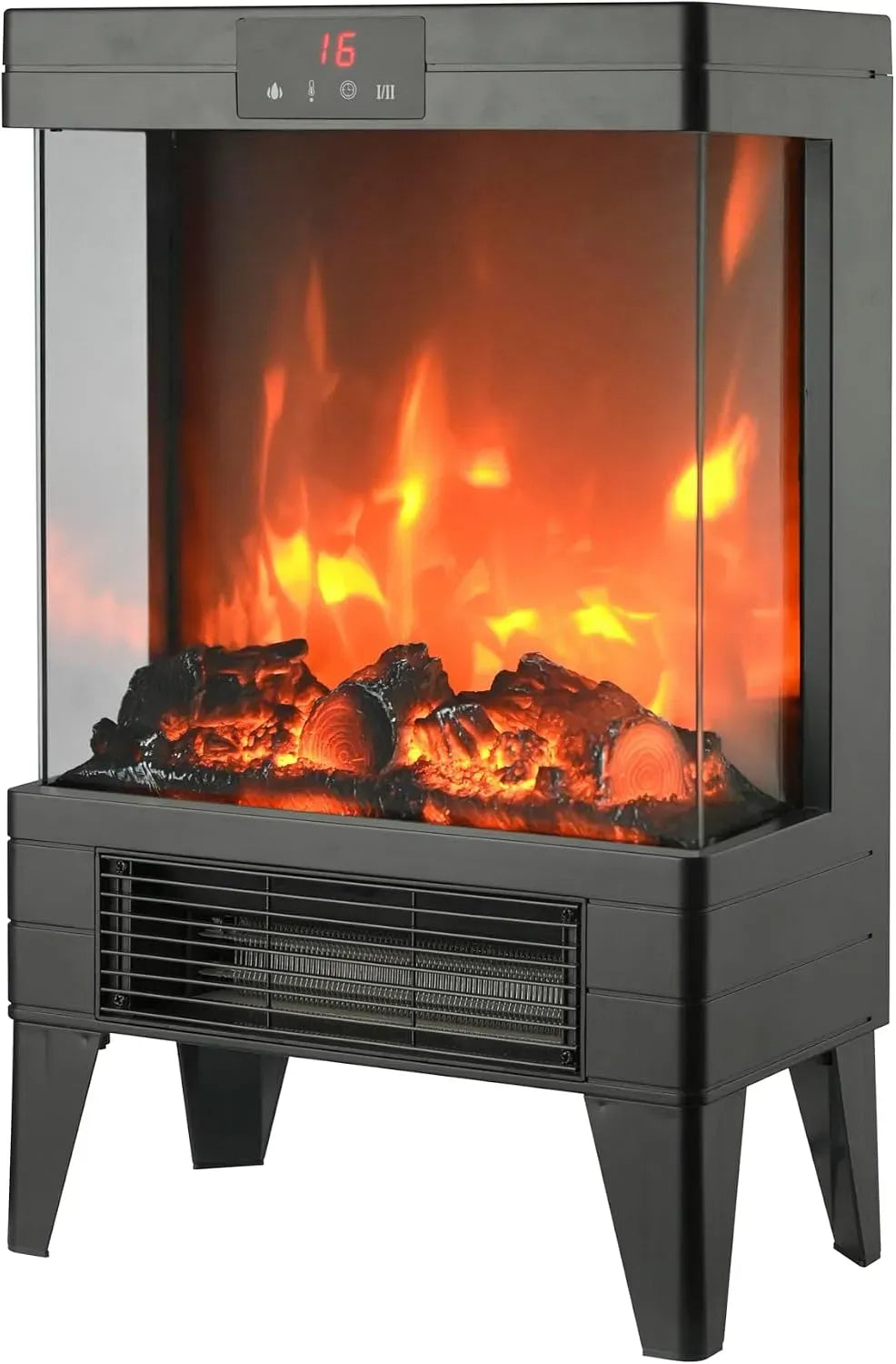 1000/2000W 12h Caminetto elettrico, Zephir, 2 livelli di potenza 1000/2000W, Timer 12h, Protezione anti surriscaldamento, Termostato regolabile