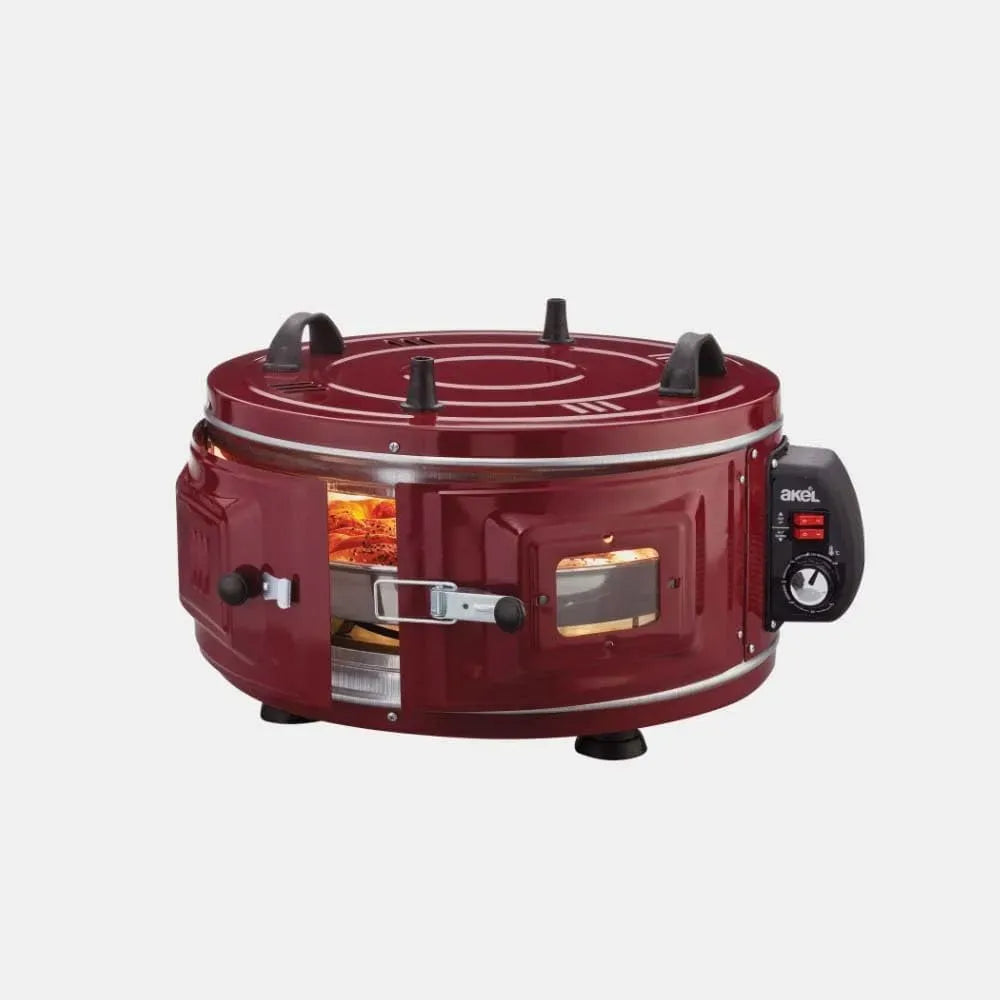 Forno elettrico per pizza, AKEL AF016, portatile, rosso