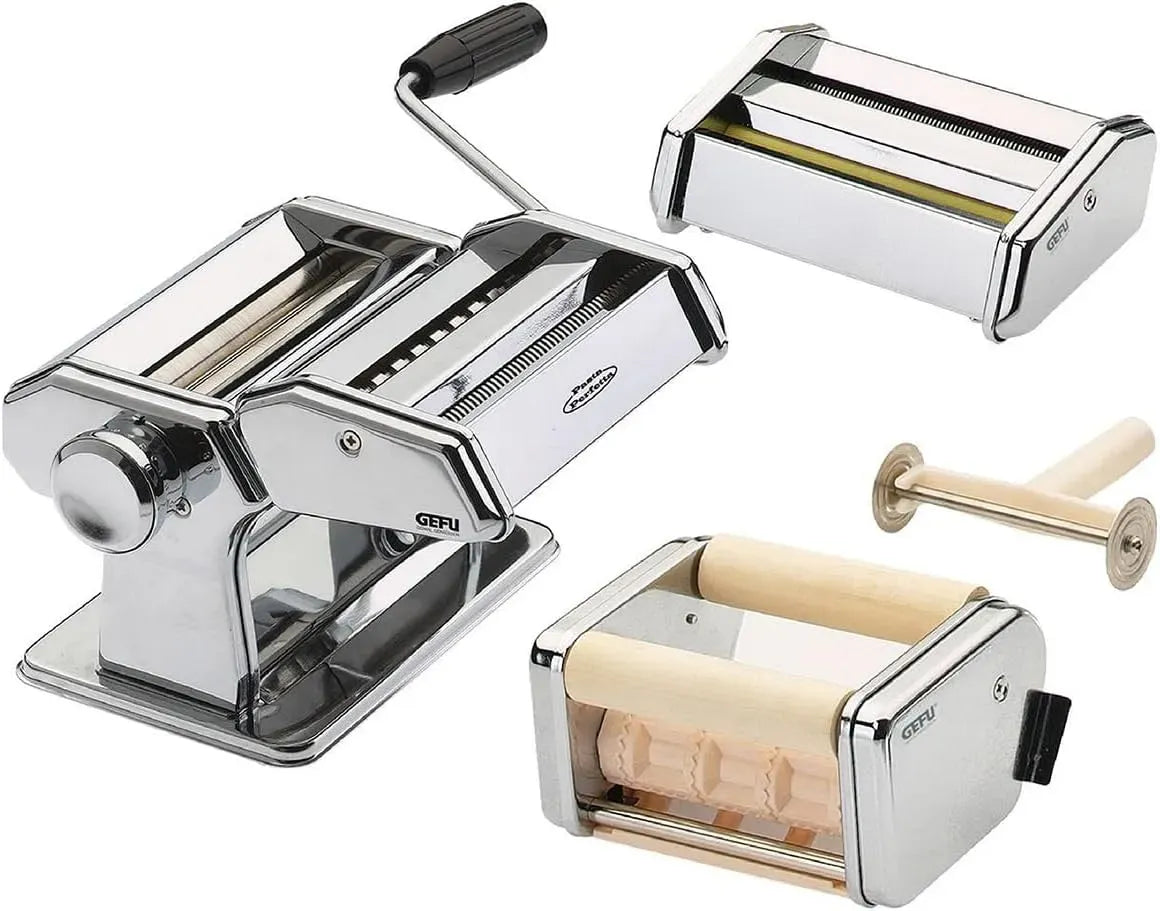 Macchina per fare, per fare la pasta con 2 dispositivi addizionali