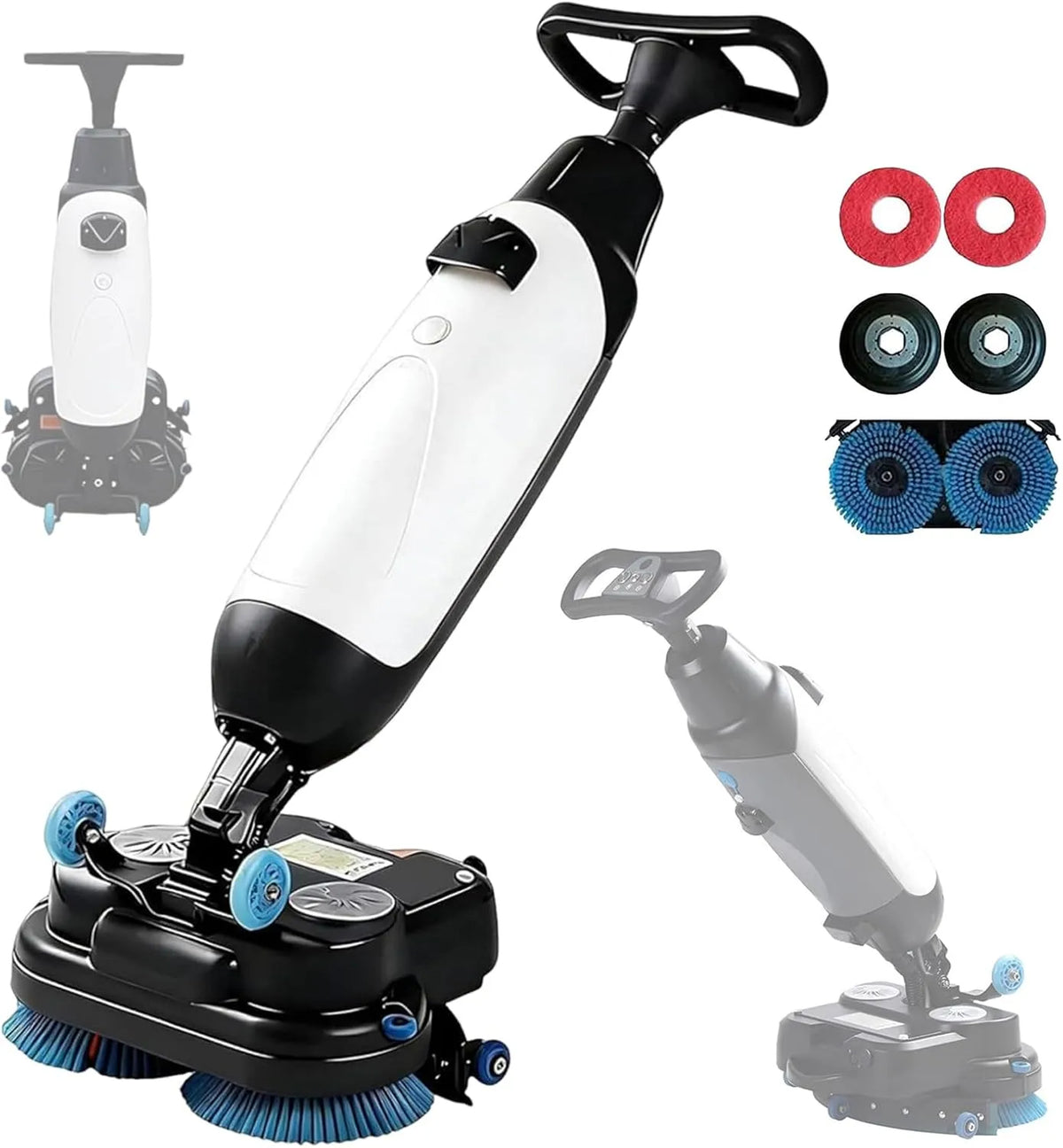Lavasciuga, 17 pollici, lavatrice/asciugatrice, professionale, bianco, Doppie Spazzole Rotanti a 360°, Larghezza di Pulizia di 43 cm