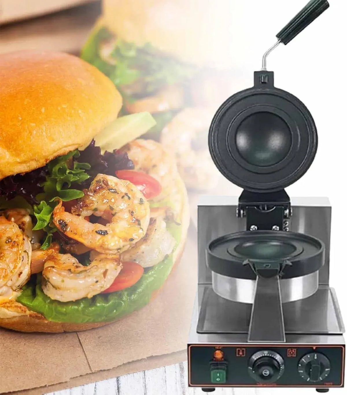 Macchina per hamburger, 1300 W, 50 a 300 °C, professionale, rivestimento antiaderente, per hamburger a nido d'ape