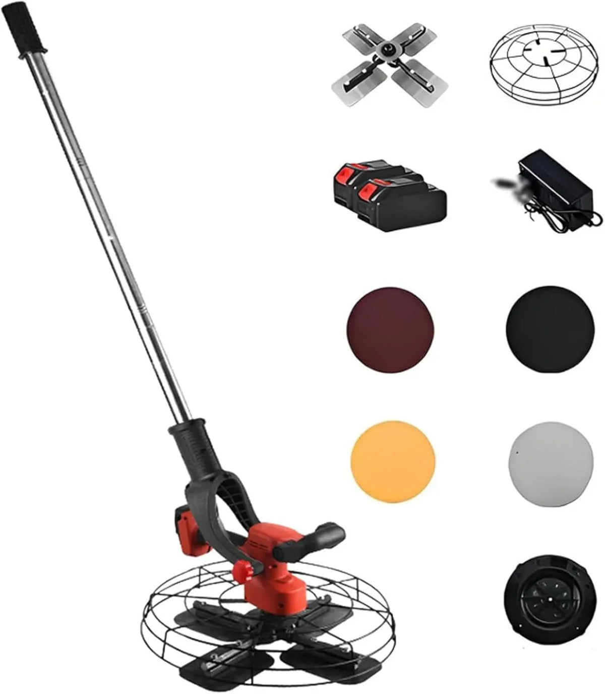 1Battery Strumento cordless per la finitura di superfici, frattazzatrice elettrica portatile professionale con 5 tipi di dischi abrasivi, finitrice