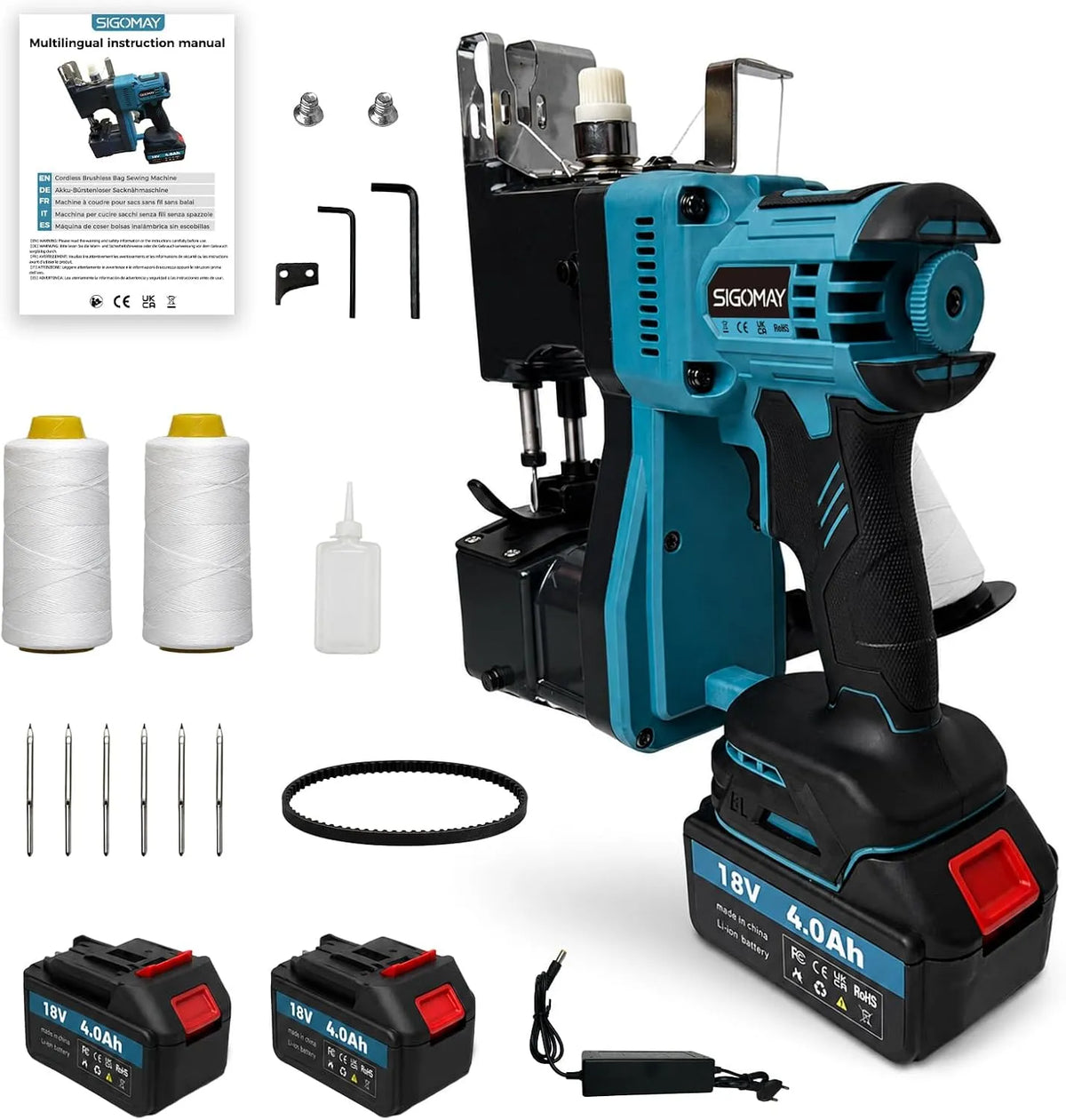 Makita Macchina da Cucire, Sigillatrice, Batteria, Batterie, macchina per cucito elettrica, 18 V, portatile, per Sacchi a Batteria Brushless