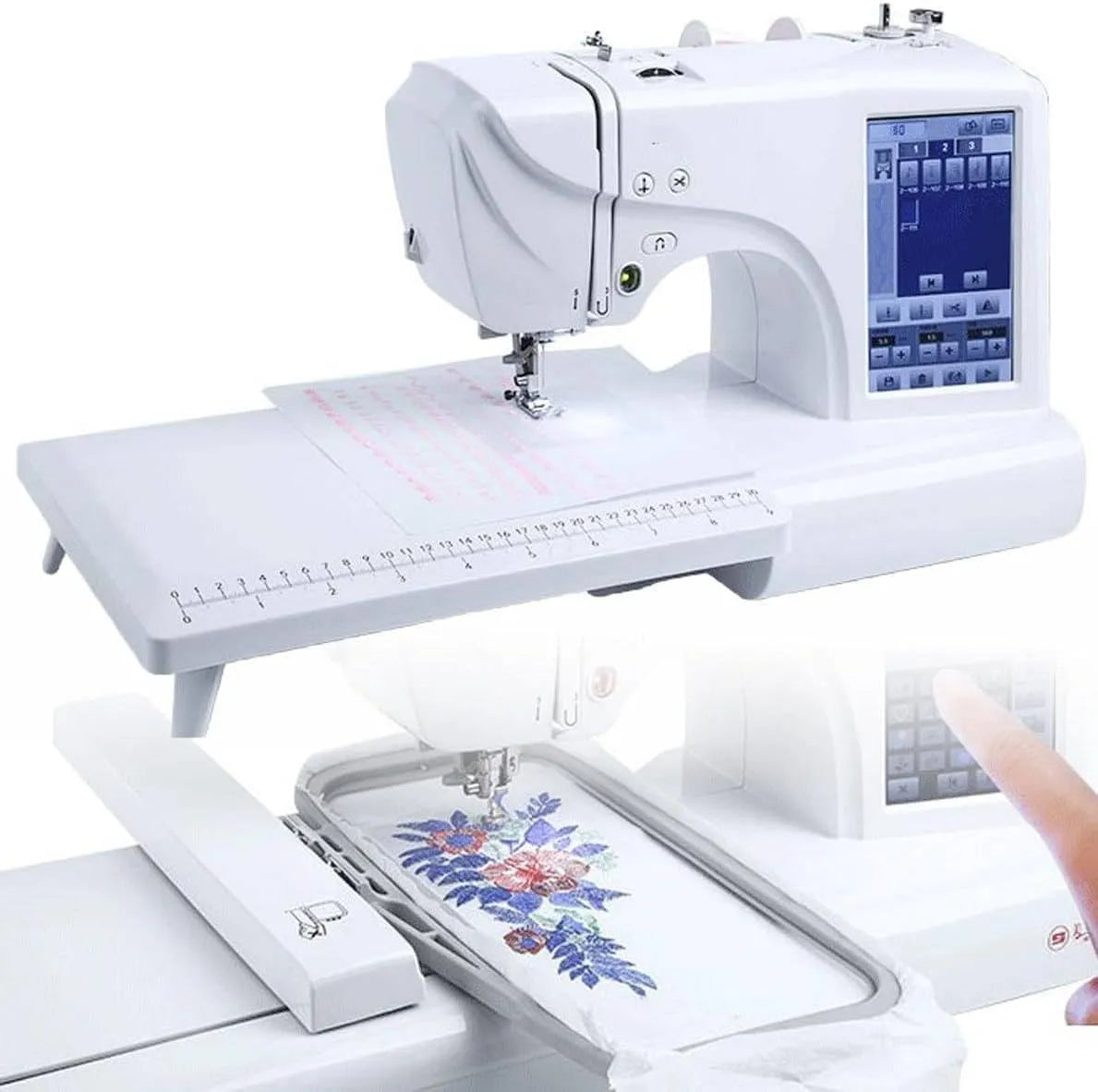 Macchina da cucire, macchina per cucito elettrica, touch, USB, display LCD, per ricamare con area 4 x 9