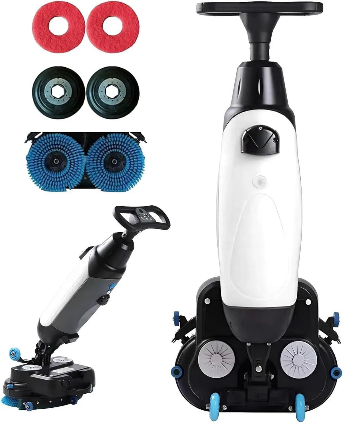 colore bianco, adatta a pavimenti in vinile, per Lavapavimenti professionale portatile, larghezza di pulizia 43 cm, testina rotante a 360°, vinile di