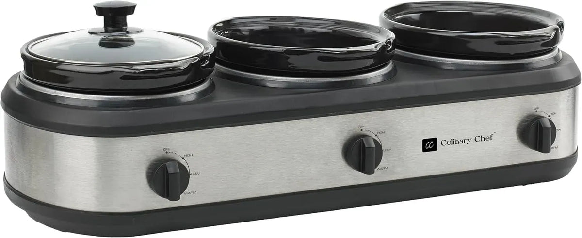 ESC3105-SS in acciaio inox, Server a buffet a tripla cottura lenta, 3 x 2,5 camere