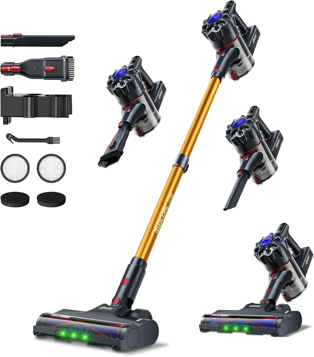 Aspirapolvere, 450 W, MONSGA KPa/450 W/55, aspiratore elettrico domestico, Aspirapolvere Scopa senza fili 45 min