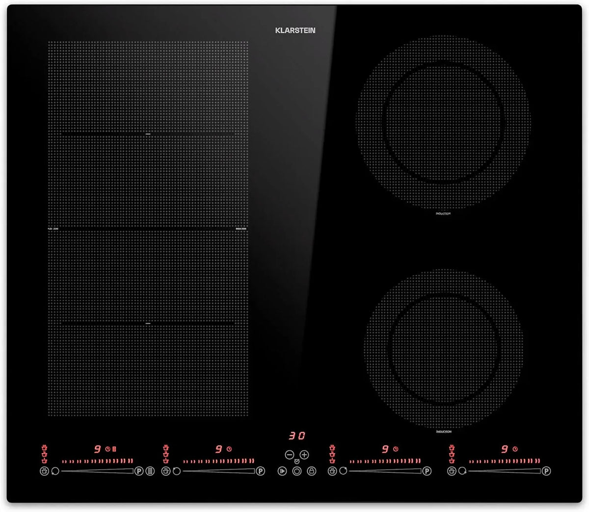 Klarstein Piano cottura a induzione, 4 fuochi, 7200 W, piastra a induzione, touch, da incasso, Piasta Induzione 4 Fuochi a Basso Consumo