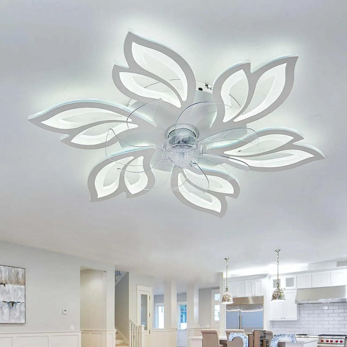 Ventilatore, bianco, ventola per circolazione dell'aria, Lampadario Con Ventilatore Da Soffitto Dimmerabile