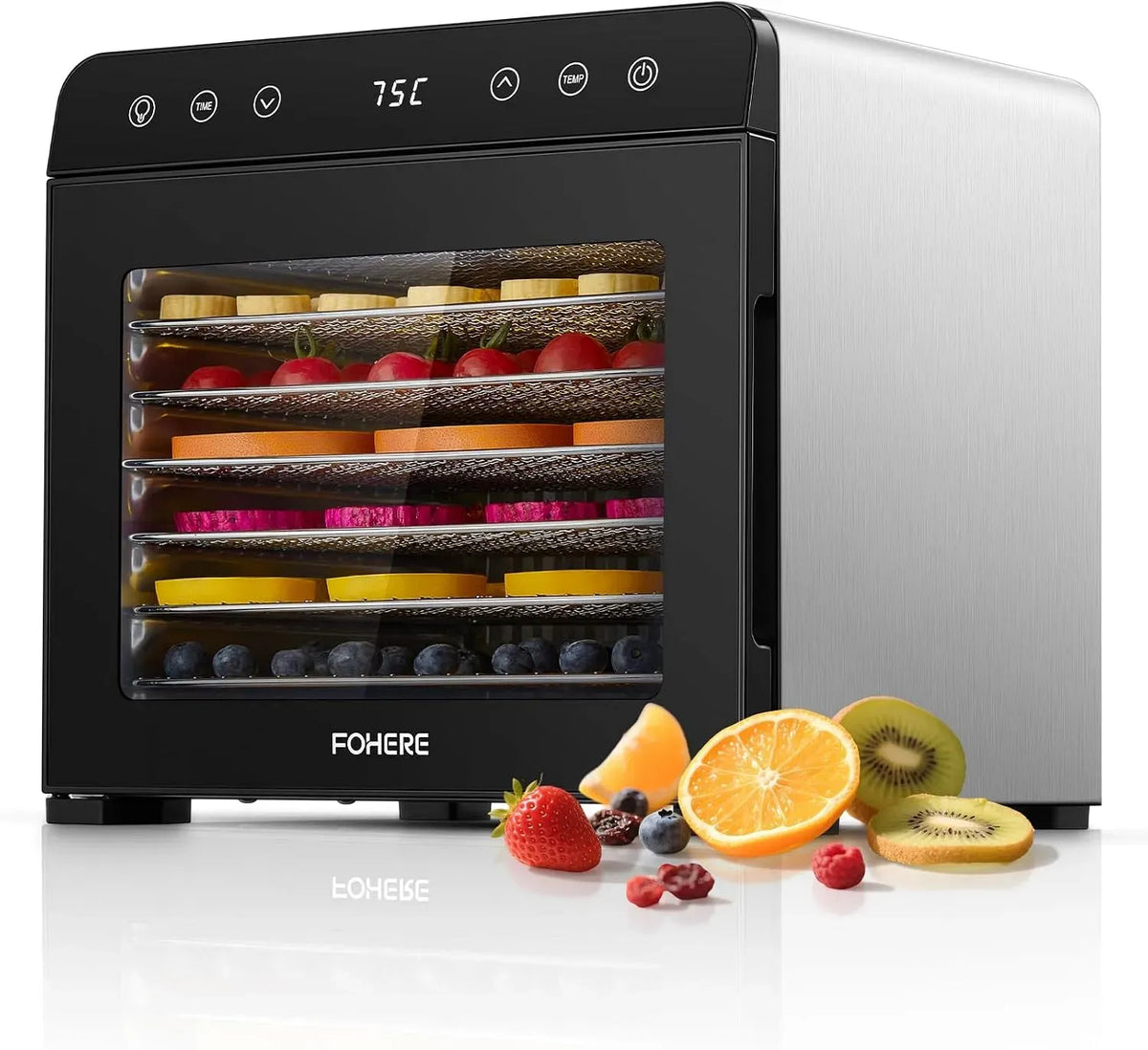 Asciugatrice, 35 a 75 °C, 40 dB, FOHERE 48h, timer, acciaio inox, Silenzioso <40dB per Uso Notturno