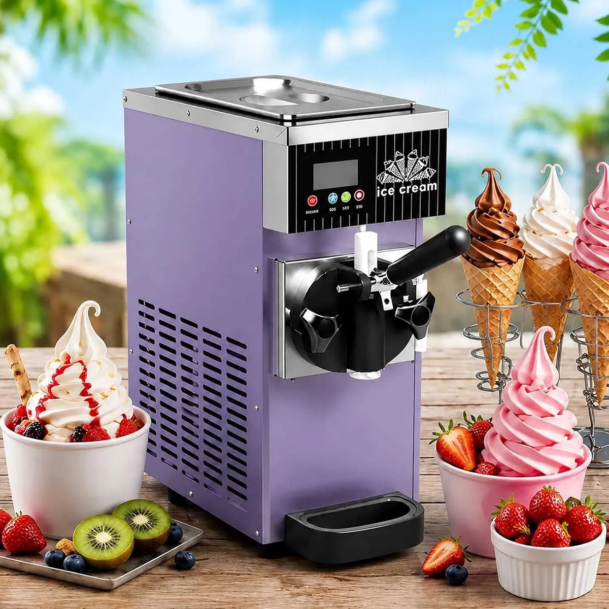 Gelatiera Professionale da Banco dotato di Tramoggia da 2,5 L Purple