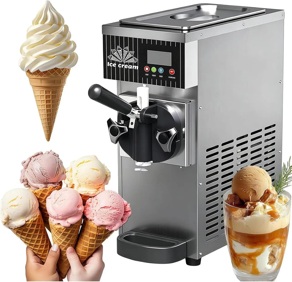 macchina per gelato e sorbetto, macchina da caffè elettrica, 450 W, 5 kg, display LCD, professionale, ristoranti