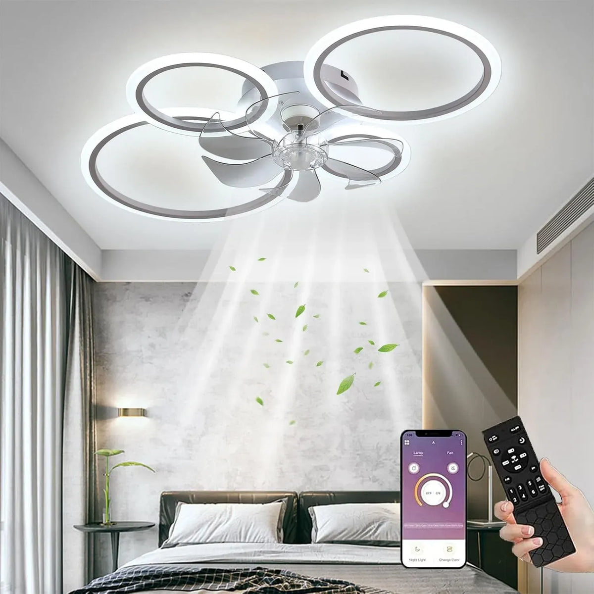 Ventilatore, 96 W, decorazione del soggiorno, Plafoniera Dimmerabile Da 96 W