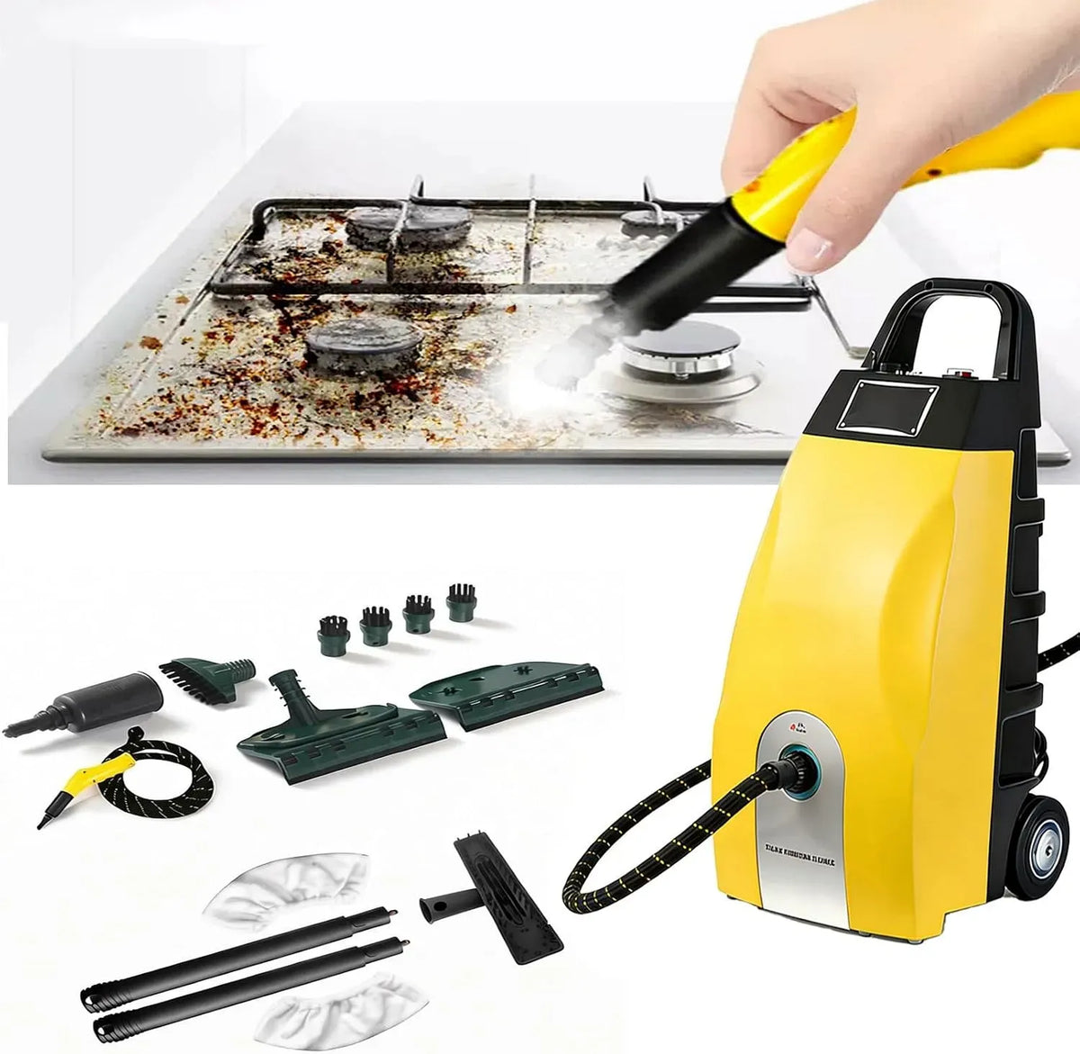 Pulitore a vapore, 3000 W, portatile, uso su pavimenti, cucina, auto, finestre e divano