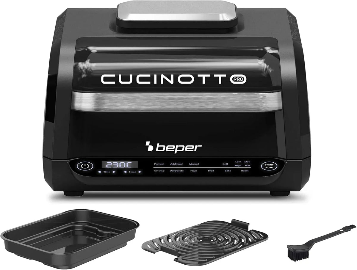 Friggitrice ad aria, 8 programmi, BEPER P101FRI081, timer, nero, Timer fino a 120 min, Cucinotto digitale LED con 8 programmi