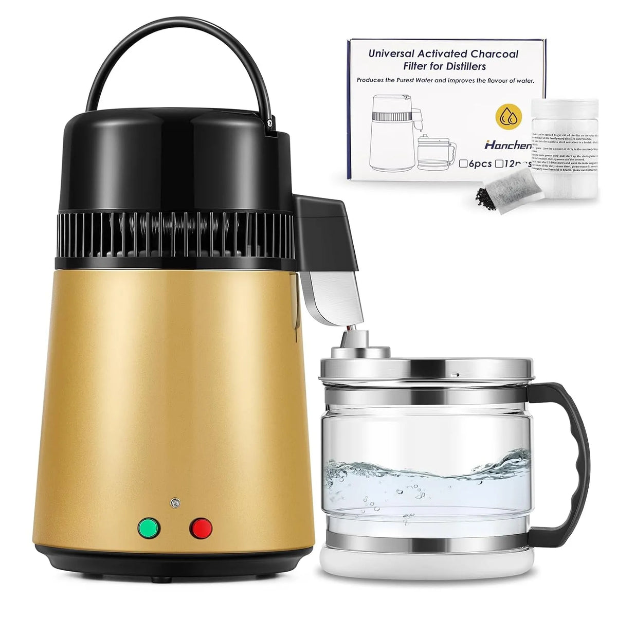 Macchina per acqua, 4 L, 750 W, acciaio inox, per acqua distillata Design a doppio pulsante Depuratore